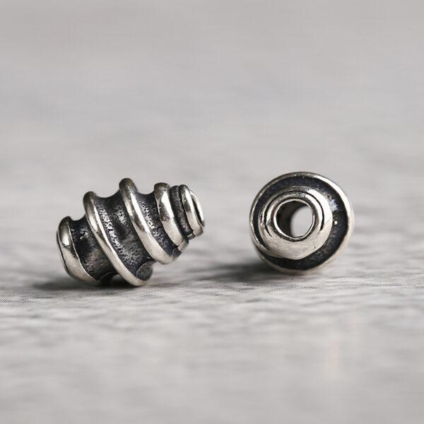 spiral pattern tube shape s925 sterling silver bead, oxidized silver spiral bead - Image 3