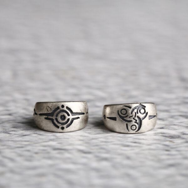 retro line pattern donut shape s925 sterling silver bead, oxidized silver donut bead - Image 3