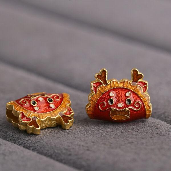 cute dragon pattern semicircular shape gild sterling silver bead, enamel dragon bead - Image 5