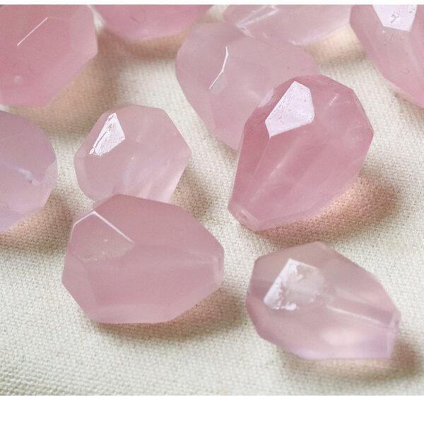 facet surface irregular polygon shape natural rose quartz bead - Image 3