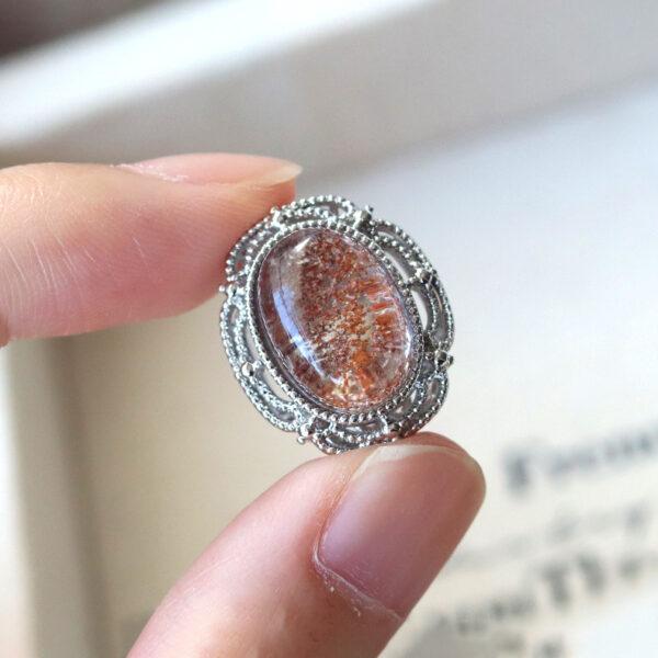 oval shape natural Phantom Quartz inlaid copper bead - Image 3