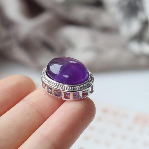 oval shape natural amethyst inlaid copper bead - Image 3