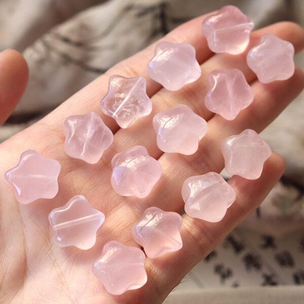 2 pcs / 5 pcs fat star shape natural amethyst and rose quartz bead - Image 3
