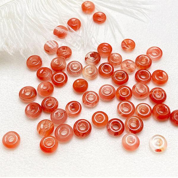 5 - 11 mm ring shape natural orange red agate bead - Image 3