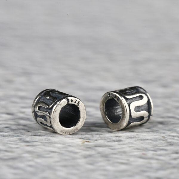 snake pattern tube shape s925 sterling silver bead, oxidized silver tube bead - Image 3