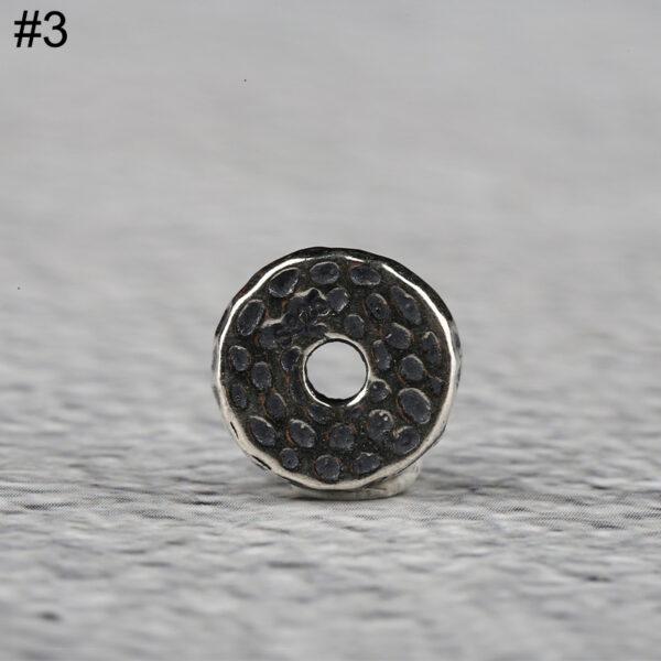 small pits pattern gasket shape s925 sterling silver bead, oxidized silver gasket bead - Image 8