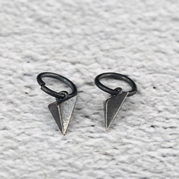 simple triangular pyramid shape s925 sterling silver charm bead, oxidized silver pyramid charm - Image 4