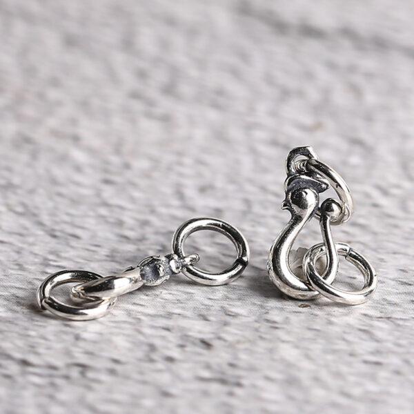 phoenix shape s925 sterling silver clasp, oxidized silver hook clasp - Image 3