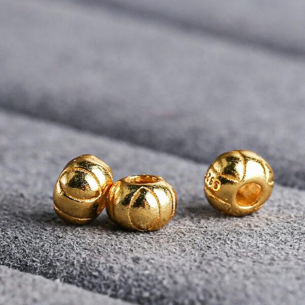 pumpkin shape gild s925 sterling silver bead, golden pumpkin bead - Image 3