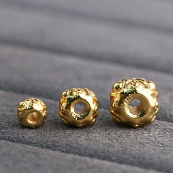 small bumps pattern rondelle shape gild s925 sterling silver bead, golden rondelle bead - Image 3