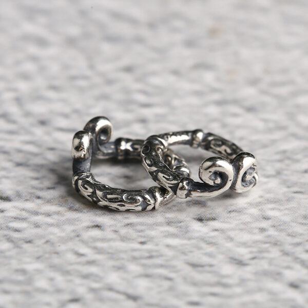 Monkey King's Headband shape s925 sterling silver bead, oxidized silver ring bead - Image 3