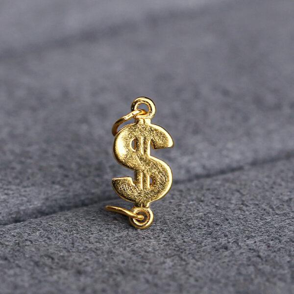 US dollar shape gild s925 sterling silver charm bead, golden dollar charm - Image 3