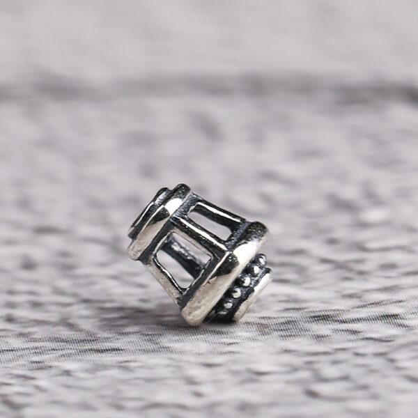 hollow tower shape s925 sterling silver bead, oxidized silver ring bead - Image 3