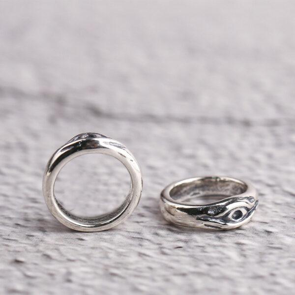 eye pattern ring shape s925 sterling silver bead, oxidized silver ring bead - Image 3