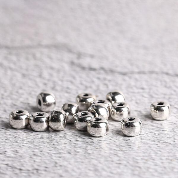 simple drum shape s925 sterling silver bead, oxidized silver drum bead - Image 3