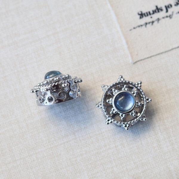 hollow star shape natural aquamarine bead inlaid copper bead - Image 3