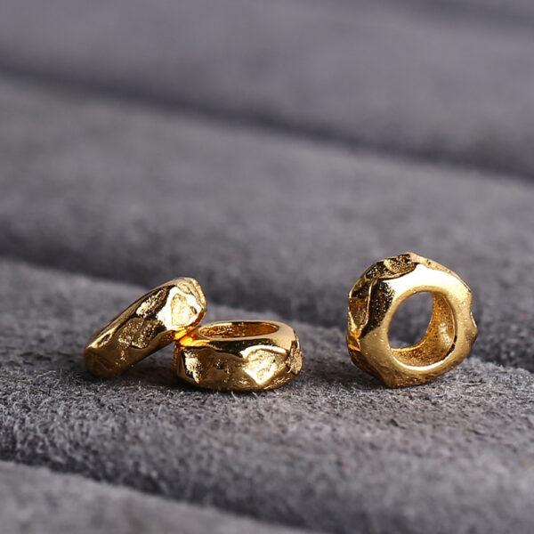simple irregular ring shape gild s925 sterling silver bead, golden ring bead - Image 3