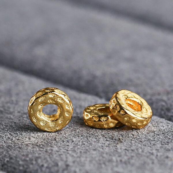 small pits rondelle shape gild s925 sterling silver bead, golden rondelle bead - Image 3