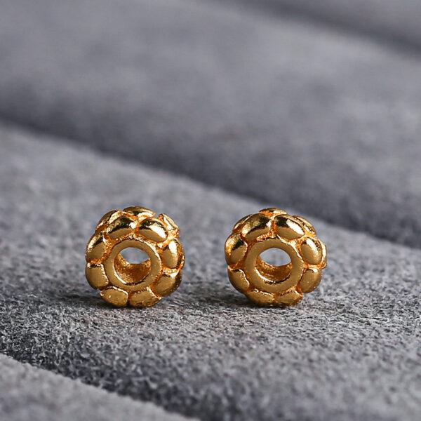 cracks pattern rondelle shape gild s925 sterling silver bead, golden rondelle bead - Image 3