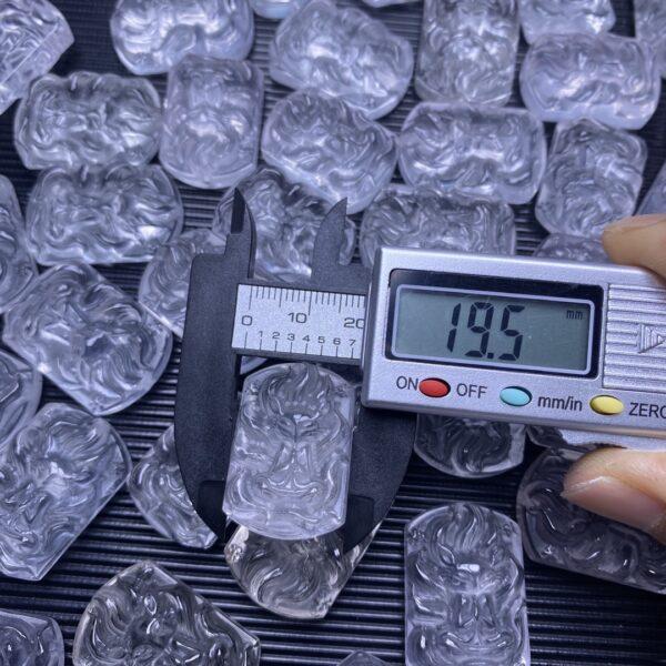 2 pcs fox pattern rectangle shape natural clear quartz charm bead - Image 3