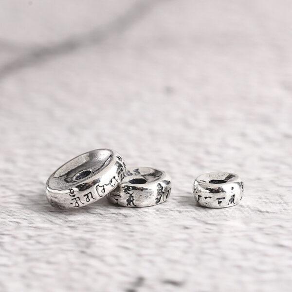 Buddhist six-syllable mantra pattern gasket shape s925 sterling silver bead, oxidized silver gasket bead - Image 3