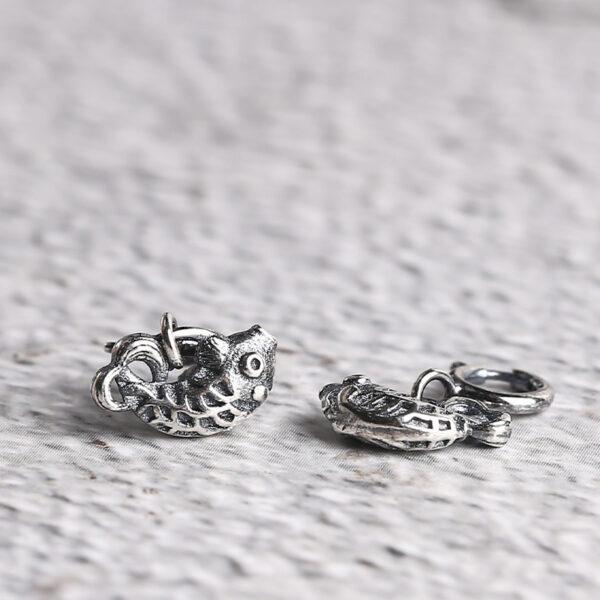 nice fish shape s925 sterling silver charm bead, oxidized silver fish charm - Image 3