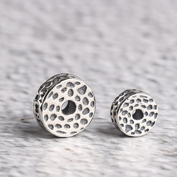 small pits pattern gasket shape s925 sterling silver bead, oxidized silver gasket bead - Image 3