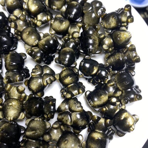 5 pcs / 10 pcs nice bear shape natural golden obsidian bead - Image 4