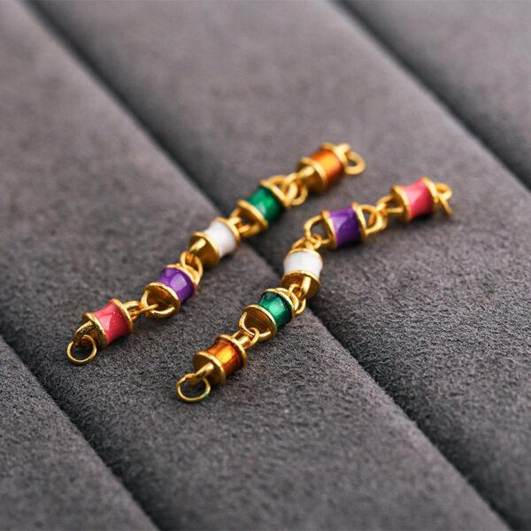small colorful tube beads gild sterling silver chain charm bead, enamel chain bead - Image 3