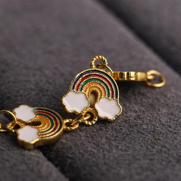 rainbow beads gild sterling silver chain charm bead, enamel rainbow chain bead - Image 3