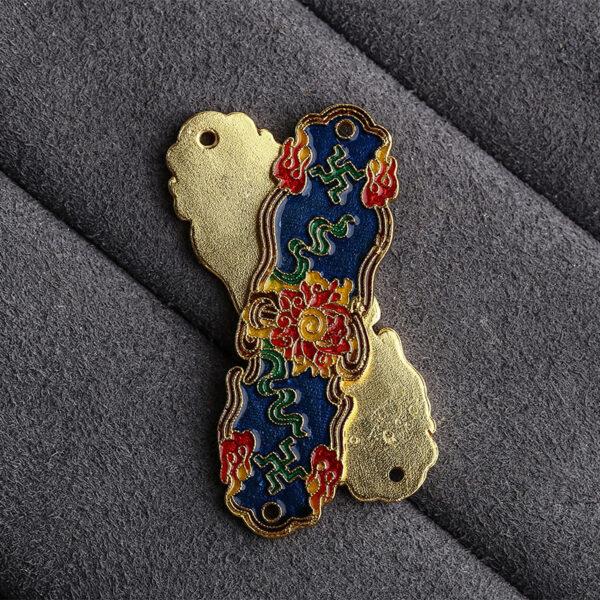flowers pattern rectangle shape gild sterling silver bead, enamel flowers bead - Image 3