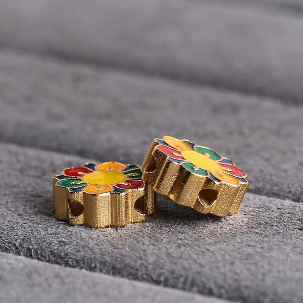 colorful flower shape gild sterling silver bead, enamel flower bead - Image 3