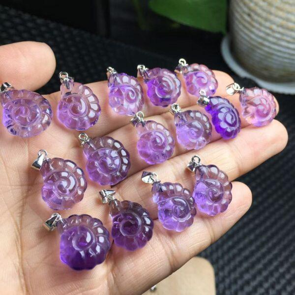 nice conch shape natural amethyst bead sterling silver charm - Image 3