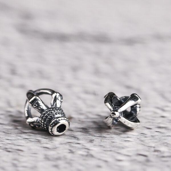 retro hollow flower shape s925 sterling silver clasp bead, oxidized silver flower clasp - Image 4