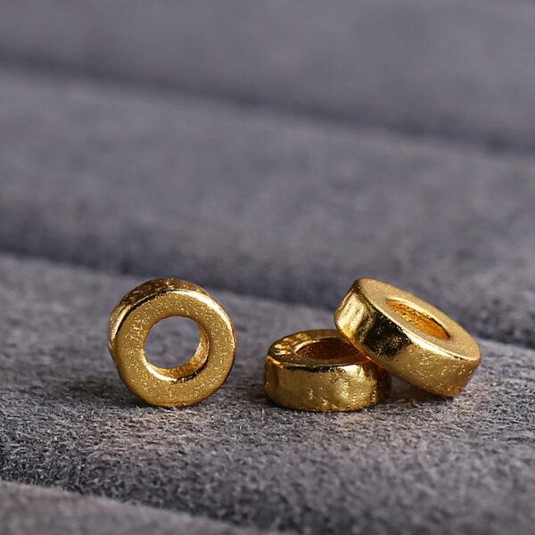 simple rondelle shape gild s925 sterling silver bead, golden rondelle bead - Image 4