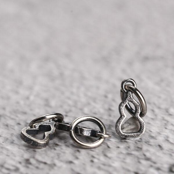 simple gourd shape s925 sterling silver charm bead, oxidized silver gourd charm - Image 4