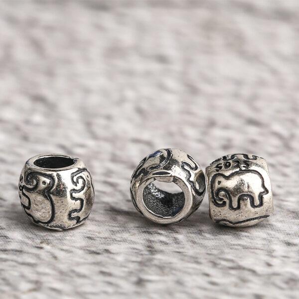 elephant pattern oval shape s925 sterling silver bead, oxidized silver oval bead - Image 4