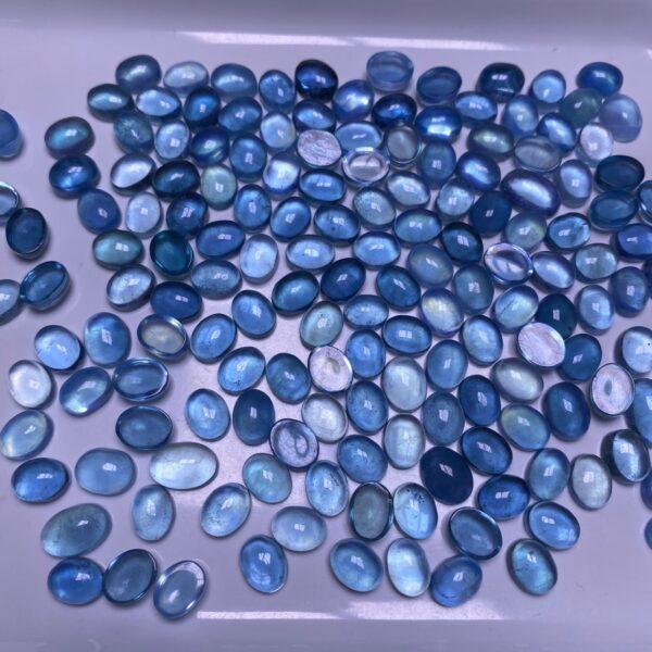 10 pcs simple flat bottom oval shape natural aquamarine bead - Image 4