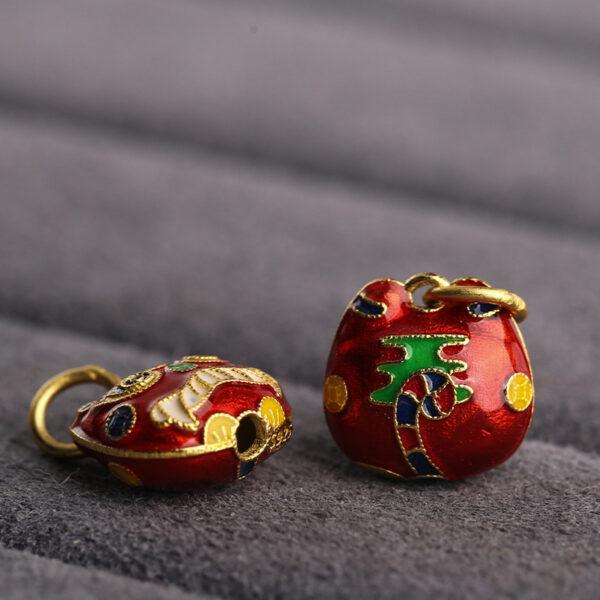 cute tiger shape gild sterling silver charm bead, enamel tiger charm - Image 4