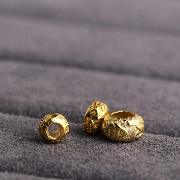 fish pattern rondelle shape gild s925 sterling silver bead, golden rondelle bead - Image 4