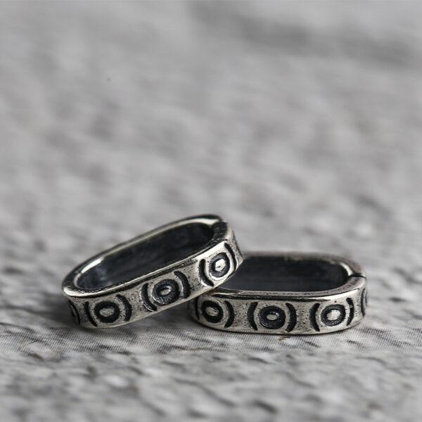 round pattern oval shape s925 sterling silver openable clasp bead, oxidized silver flower clasp - Image 4