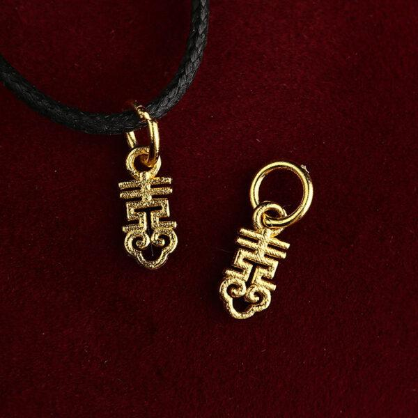 hollow 喜 shape gild s925 sterling silver charm bead, golden flower charm - Image 4