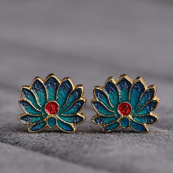 nice lotus flower shape gild sterling silver bead, enamel flower bead - Image 4