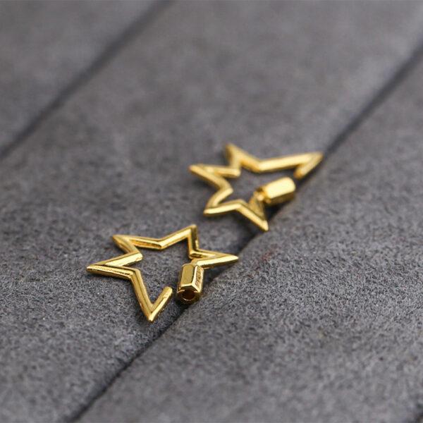 Star shape gild s925 sterling silver clasp bead, golden silver buckle - Image 4