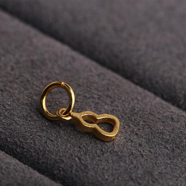 hollow gourd shape gild s925 sterling silver charm bead, golden gourd charm - Image 4