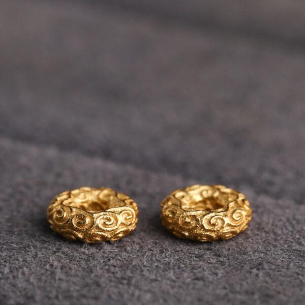 vine pattern donut shape gild s925 sterling silver bead, golden donut bead - Image 4