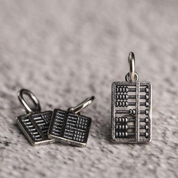 retro abacus shape s925 sterling silver charm bead, oxidized silver abacus charm - Image 4