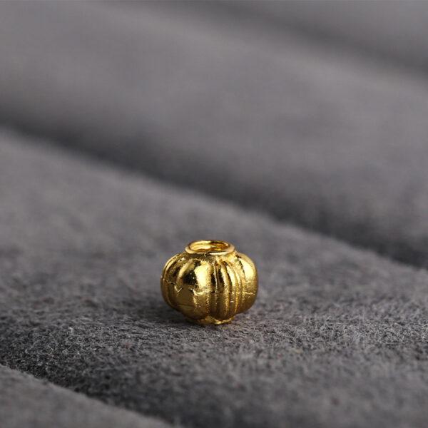 pumpkin shape gild s925 sterling silver bead, golden pumpkin bead - Image 4