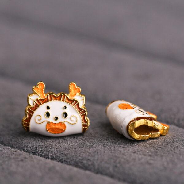 cute dragon pattern semicircular shape gild sterling silver bead, enamel dragon bead - Image 4