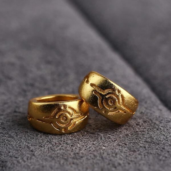 round spots pattern ring shape gild s925 sterling silver bead, golden ring bead - Image 4